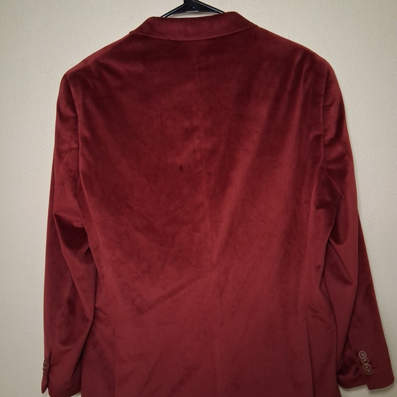 Nautical Men's Red Velvet Blazer Suit Jacket - Picture 5 of 10